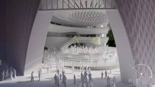 ▲戲曲中心概念模型內(nèi)往來(lái)不絕的人潮。